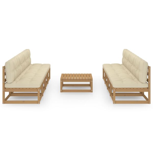 vidaXL Vrtna sedežna garnitura 9-delna z blazinami trdna borovina