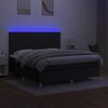 vidaXL Box spring postelja z vzmetnico LED črna 180x200 cm blago