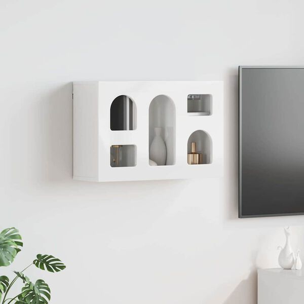 vidaXL Viseča omarica Visok sijaj bela 60 x 20 x 40 cm Konstruiran les