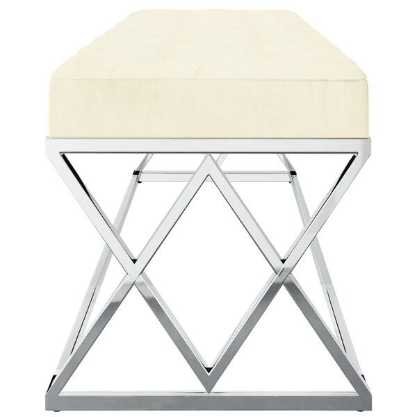 vidaXL Klop krem žamet in nerjaveče jeklo