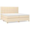 vidaXL Box spring postelja z vzmetnico krem 200x200 cm blago
