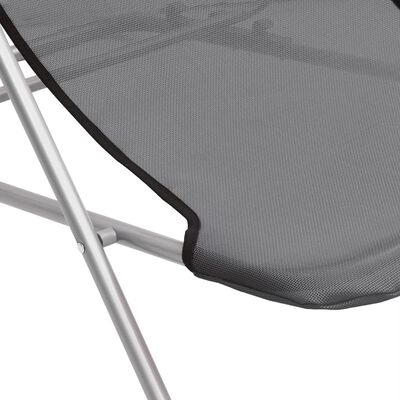 vidaXL Zložljiv stol za plažo 2 kosa siv textilene in jeklo
