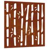 vidaXL Vrtna stenska dekoracija 55x55 cm corten jeklo bambus