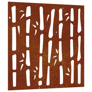 vidaXL Vrtna stenska dekoracija 55x55 cm corten jeklo bambus