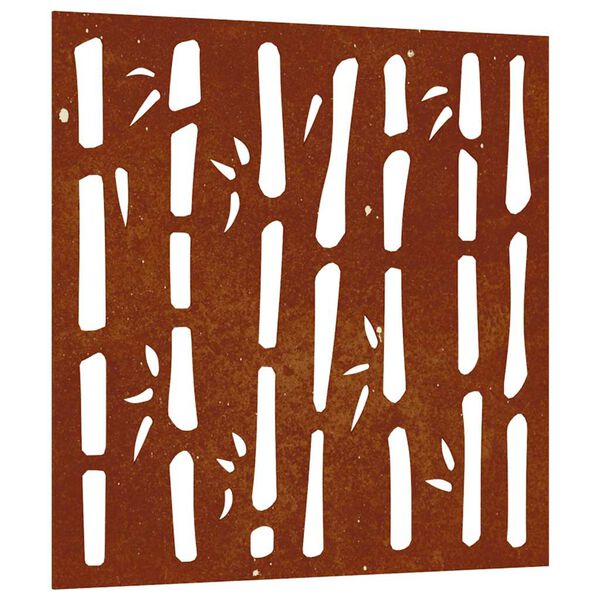 vidaXL Vrtna stenska dekoracija 55x55 cm corten jeklo bambus