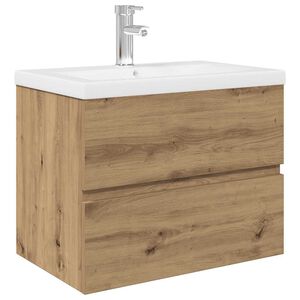 vidaXL omarica za umivalnik z vgrajenim umivalnikom pipo Artisan Oak