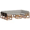 vidaXL Zunanja garnitura za sedenje 10 pcs Naravna in svetlo siva