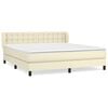 vidaXL Box spring postelja z vzmetnico krem 160x200 cm umetno usnje