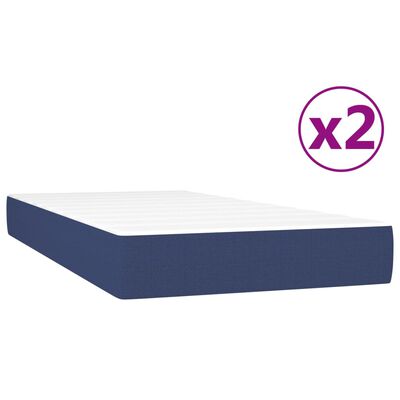 vidaXL Box spring postelja z vzmetnico moder 200x200 cm blago
