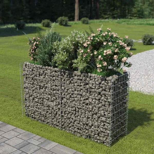 vidaXL Visoka greda gabion pocinkano jeklo 180x50x100 cm
