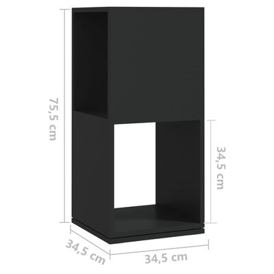 vidaXL Vrtljiva omarica črna 34,5x34,5x75,5 cm iverna plošča