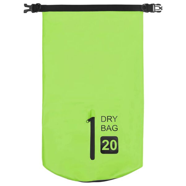 vidaXL Torba Dry Bag z zadrgo zelena 20 L PVC