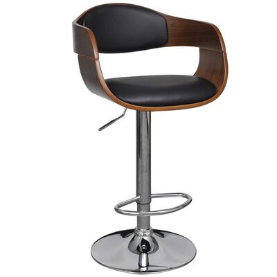 vidaXL Barski stolčki 2 kosa črni ukrivljen les in umetno usnje