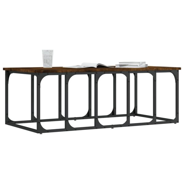 vidaXL Klubska mizica dimljeni hrast 100x50x35,5 cm inženirski les