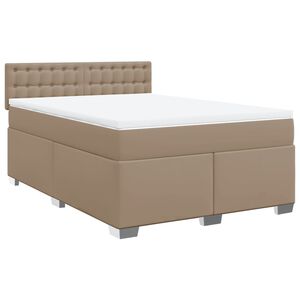 vidaXL Box spring postelja z vzmetnico kapučino 140x190cm umetno usnje