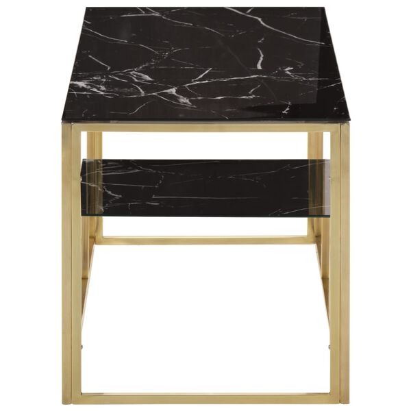 vidaXL Klubska mizica zlata nerjaveče jeklo in kaljeno steklo