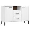 vidaXL Komoda s kovinskimi nogami bela 113x40x77 cm trden les OSLO