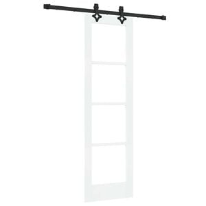 vidaXL Drsna vrata Bela 61 x 198,5 cm Trden borov les in steklo