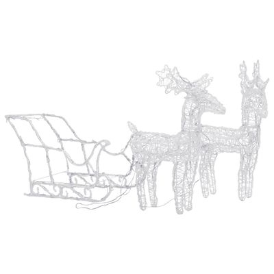vidaXL Božični jeleni s sanmi 160 LED lučk 130 cm iz akrila