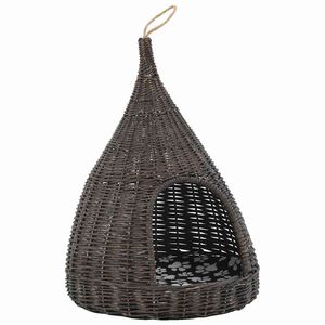 vidaXL Mačja hi&scaron;ica z blazino siva 40x60 cm naravna vrba
