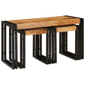 vidaXL Nesting miza 3 kos Rjava in črna 82 x 40 x 45 cm