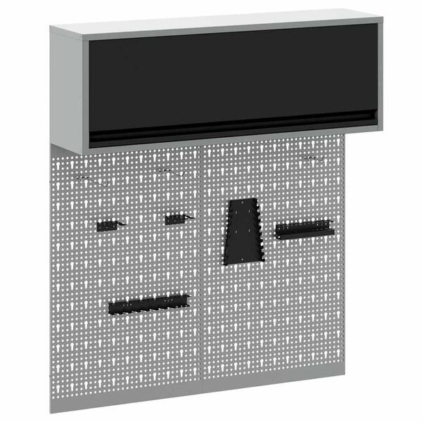 vidaXL Komplet omare in pegboard 3 pcs Črna 100 x 25 x 115 cm Jeklo
