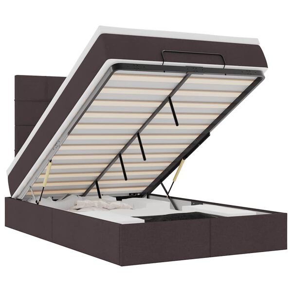 vidaXL Otomanski posteljni okvir z vzmetnico rjav 120x190 cm blago