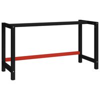 vidaXL Kovinski okvir za delovno mizo 150x57x79 cm črn in rdeč