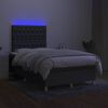 vidaXL Box spring postelja z vzmetnico LED temno siva 120x190 cm blago
