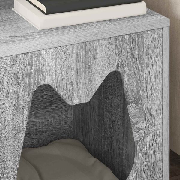 vidaXL Mačja hi&scaron;a Siva Sonoma 42,5 x 40 x 53,5 cm Konstruiran les