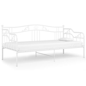vidaXL Posteljni okvir bel kovinski 90x200 cm