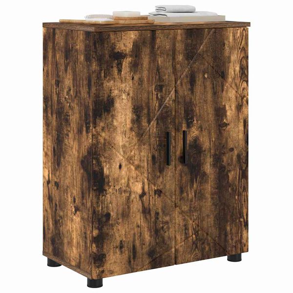 vidaXL Kopalni&scaron;ka omarica z vrati Dimljeni oreh 60 x 35 x 80 cm