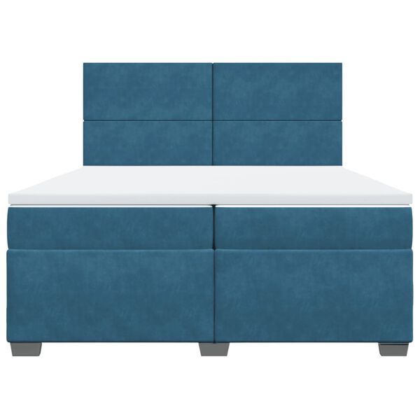 vidaXL Box spring postelja z vzmetnico modra 200x200 cm žamet