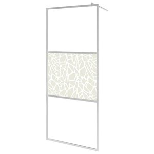 vidaXL Pregrada za tu&scaron; ESG steklo s kamnitim dizajnom 90x195 cm