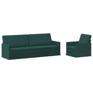 vidaXL Kavčna garnitura 2 pcs Temno zelena Blago