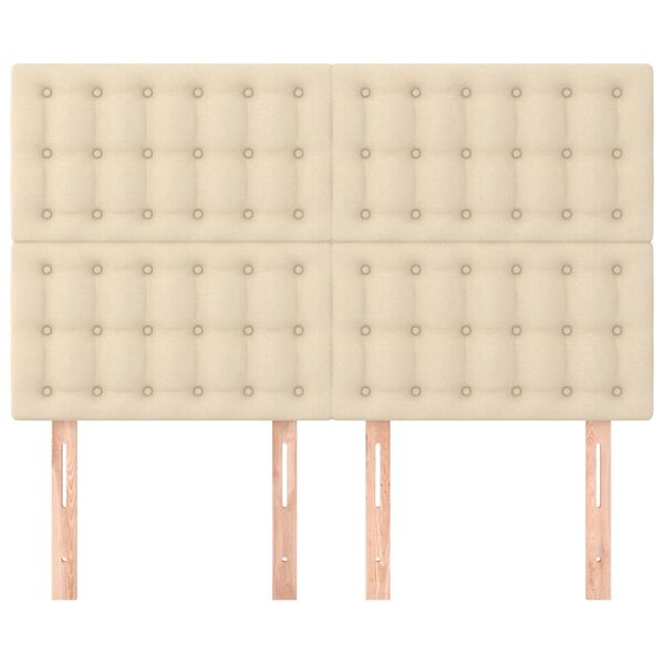 vidaXL Vzglavje postelje kremne barve 144x5x118/128 cm blago