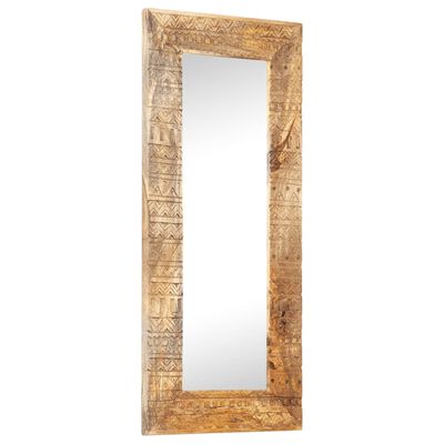 vidaXL Ročno izrezljano ogledalo 110x50x2,5 cm trden mangov les