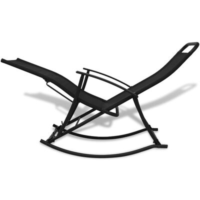 vidaXL Vrtni gugalni stol jeklo in tekstil črne barve