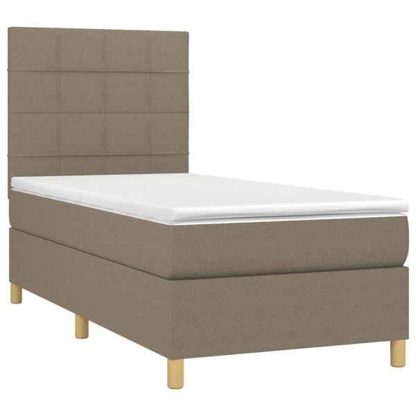 vidaXL Box spring postelja z vzmetnico taupe 90x200 cm blago