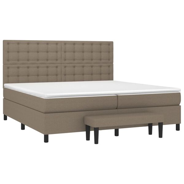 vidaXL Box spring postelja z vzmetnico taupe 200x200 cm blago