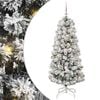 vidaXL Umetno Zložljivo Božično Drevo 150 LED Zelena in Bela 150 cm