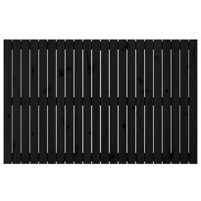 vidaXL Stensko posteljno vzglavje črno 140x3x90 cm trdna borovina