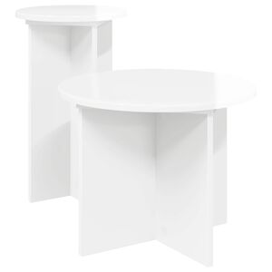 vidaXL Komplet stranskih mizic 2 kos Bela visok sijaj &Oslash; 45 x 35 cm