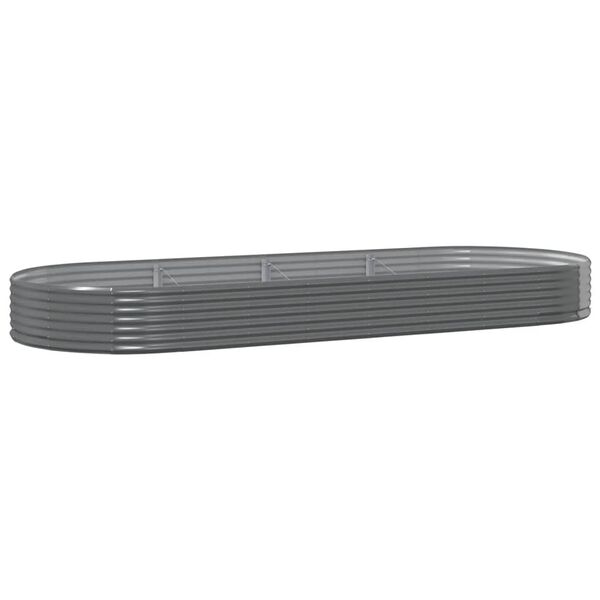 vidaXL Visoka greda iz cinkanega jekla 373x140x36 cm siva