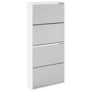 vidaXL Omarica za čevlje z ogledalom 4-nadstropna bela 63x17x134 cm