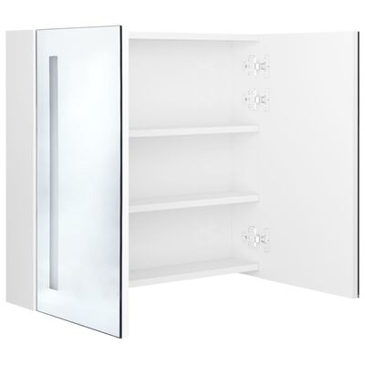 vidaXL LED kopalniška omarica z ogledalom sijoče bela 62x14x60 cm