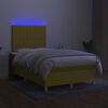 vidaXL Box spring postelja z vzmetnico LED zelena 120x200 cm blago