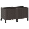 vidaXL Vrtni cvetlični lonček s kolesi Rjava 80 x 40 x 44 cm PP