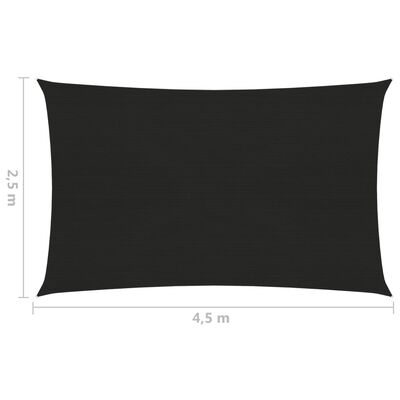 vidaXL Senčno jadro 160 g/m² črno 2,5x4,5 m HDPE