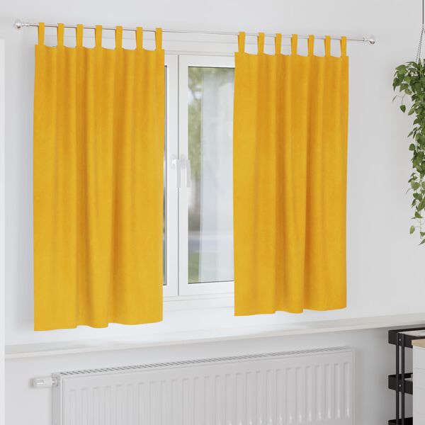 vidaXL Zatemnitvene zavese 2 pcs Gorčična rumena 140 x 175 cm Žamet